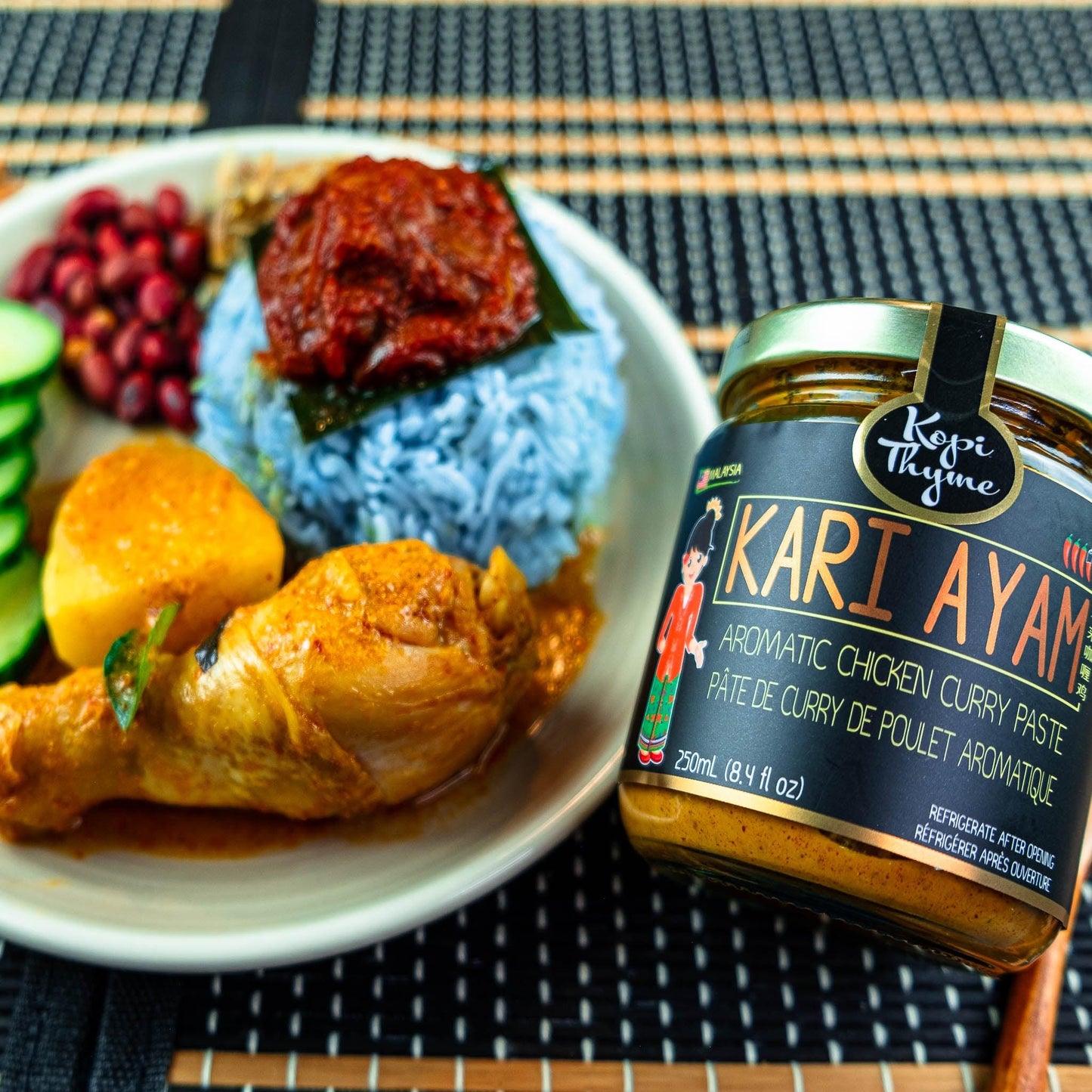 malaysia's ultimate comfort food- nasi lemak- kari ayam-kopi thyme