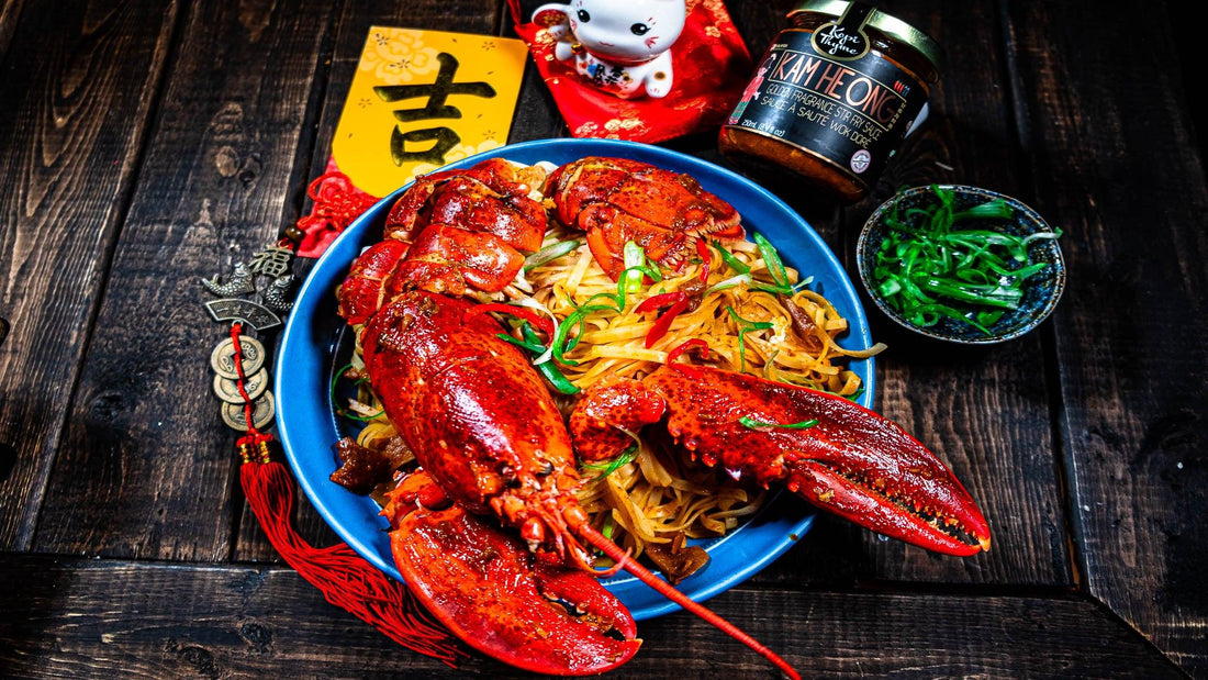 Longevity Noodles with Kam Heong Lobster - Kopi Thyme