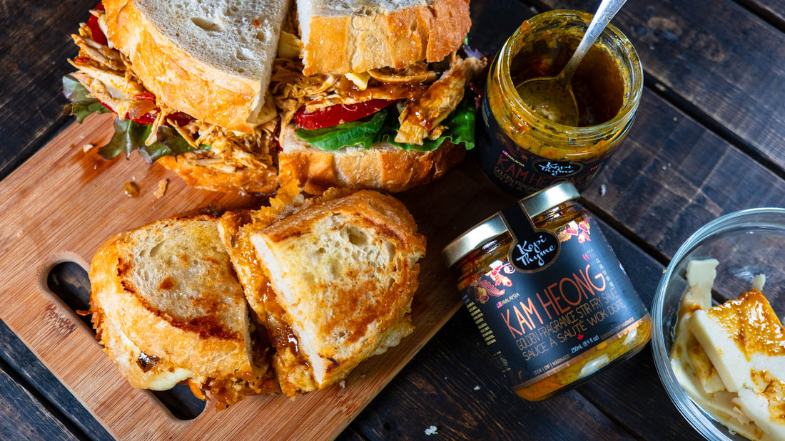 Make a quick sandwich using Kam Heong to flavour up some leftover roast chicken or level up a grilled cheese sandwich.