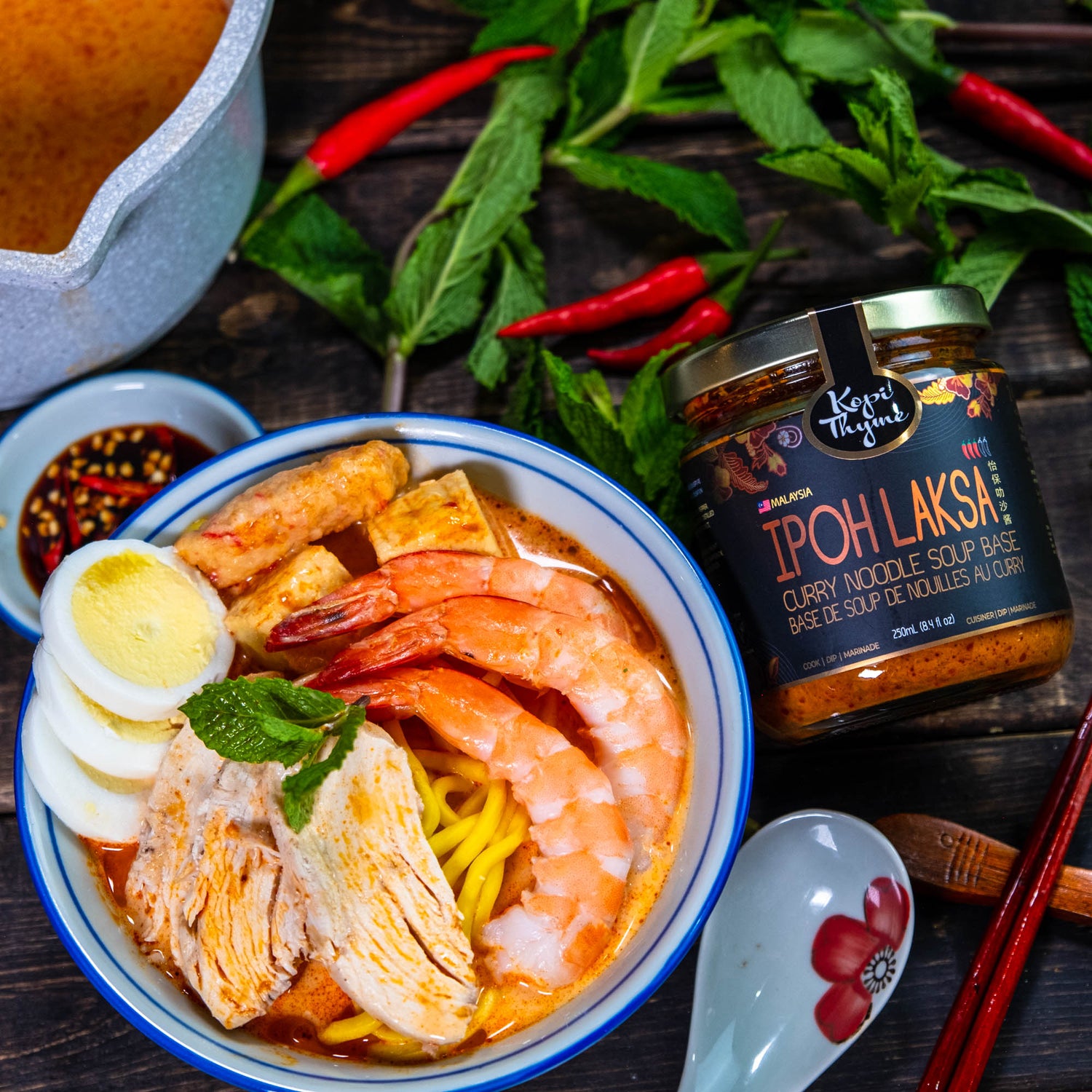 Kopi Thyme Ipoh Laksa, create Southeast Asian comfort food in minutes. Tying in nostalgia and comfort in a jar.