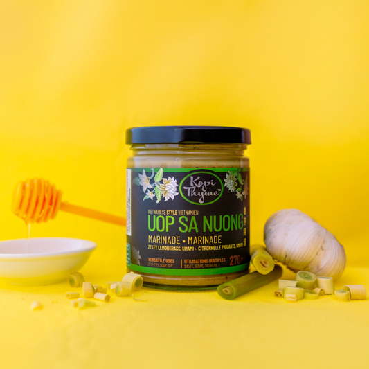 Uop Sa Nuong - Kopi Thyme. Plant based. To make simple vietnamese cuisine, easy to use grilling marinade. Comfort food that is versatile to use for simple food