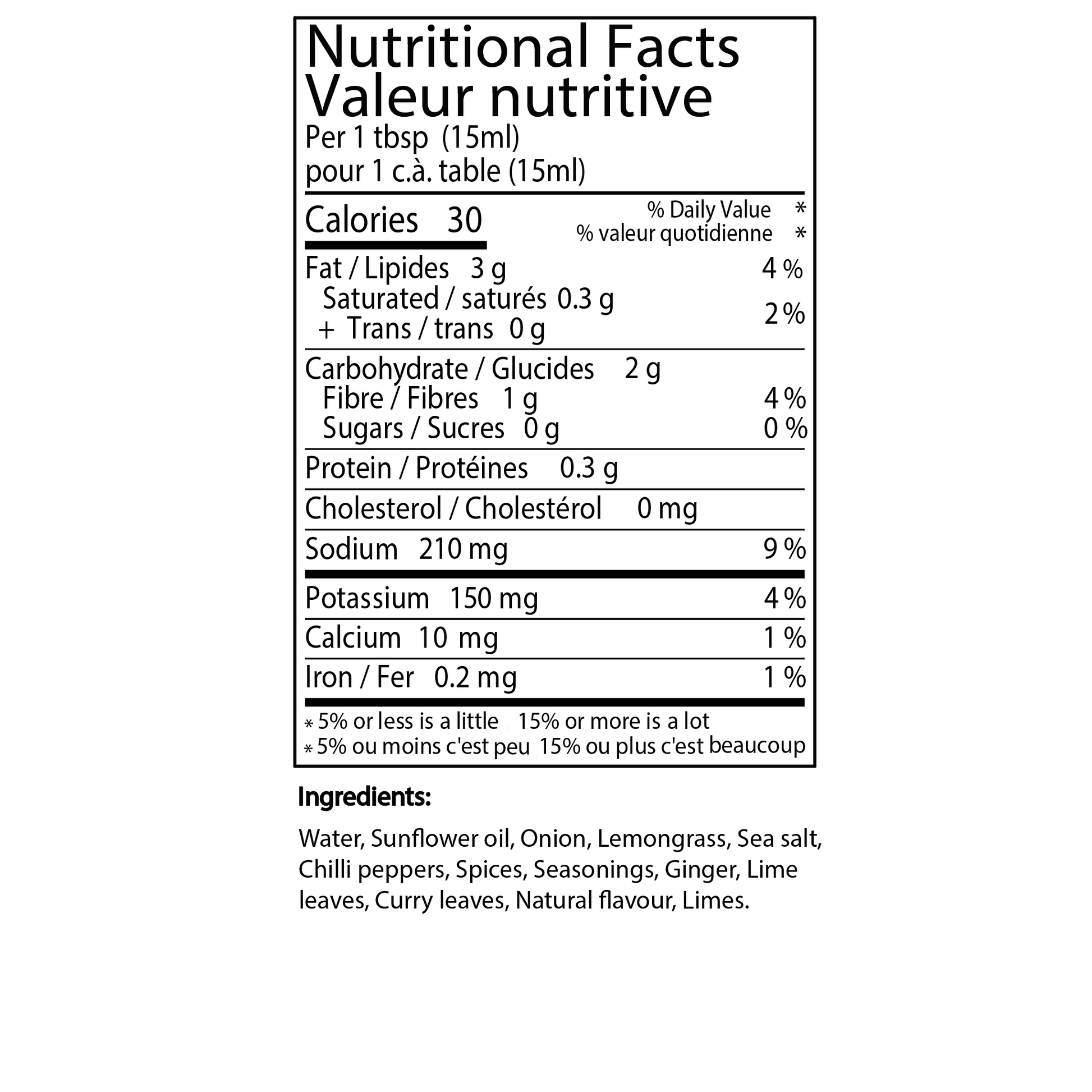 Kari Ayam- Nutritional- Ingredients - Kopi Thyme